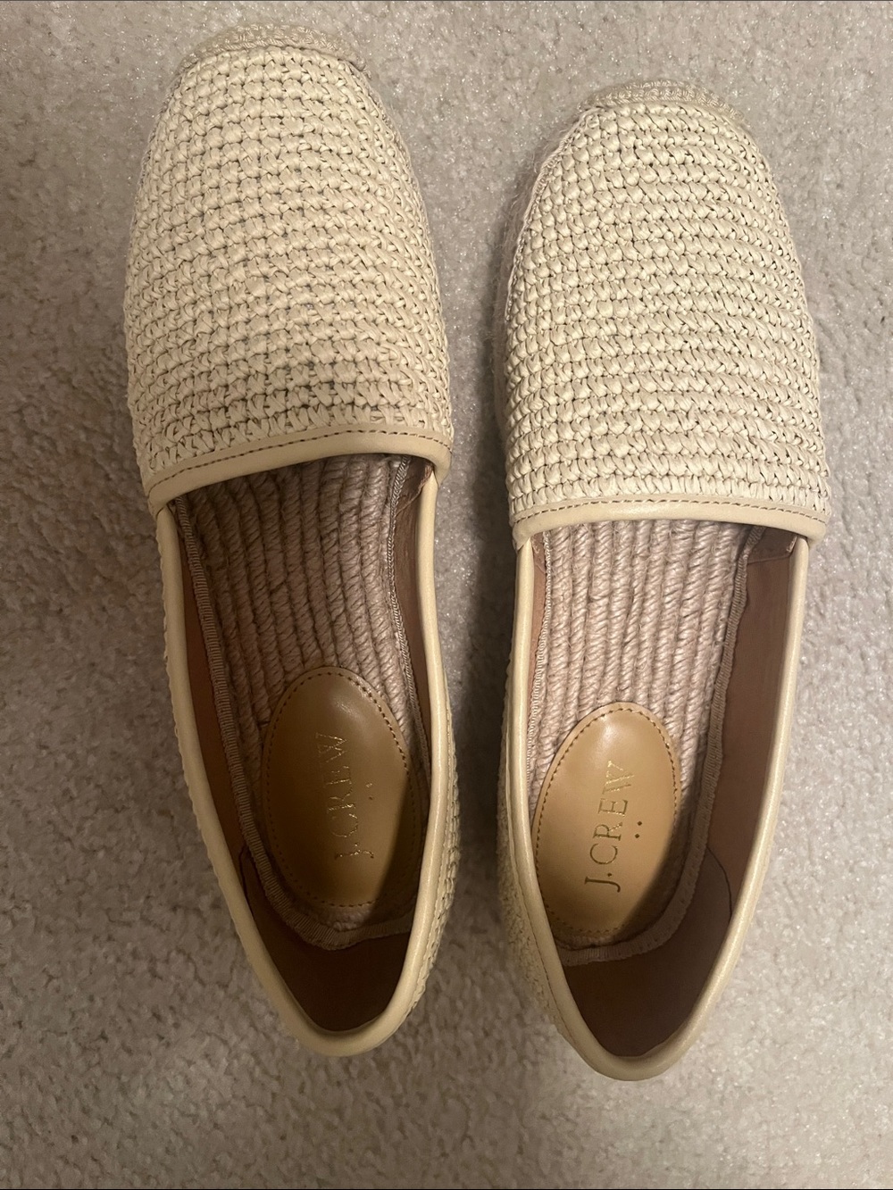 J. Crew Cream Woven Slip-On Loafers